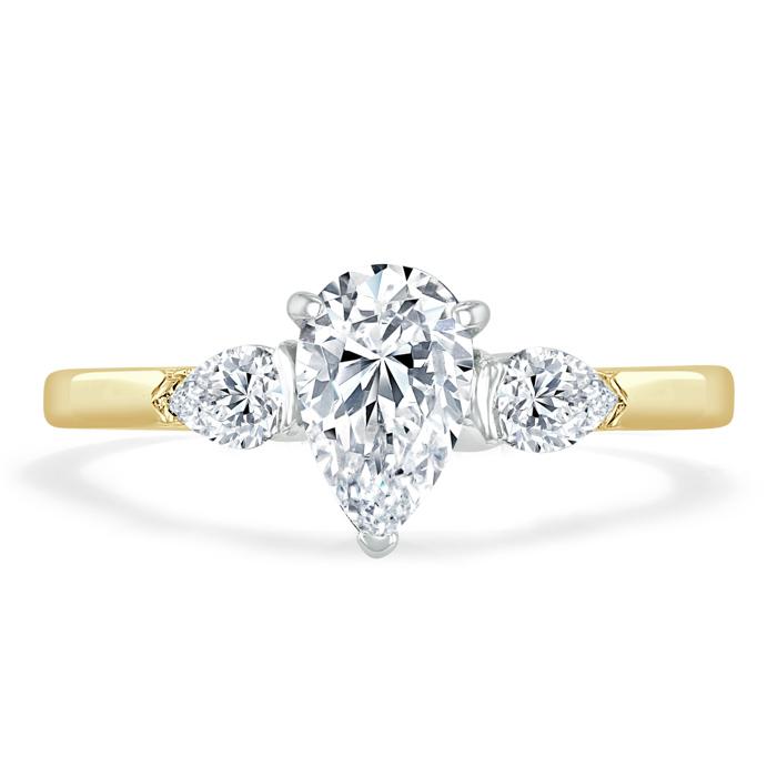 1.0 CT Pear Cut Moissanite Three Stone Engagement Ring 5 1.0 CT Pear Cut Moissanite Three Stone Engagement Ring 5
