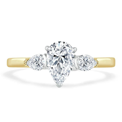 1.0 CT Pear Cut Moissanite Three Stone Engagement Ring 5 1.0 CT Pear Cut Moissanite Three Stone Engagement Ring 5