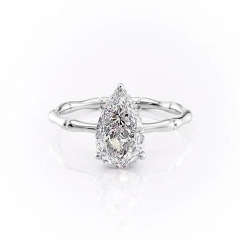 2.0 CT Pear Cut Solitaire Hidden Halo Setting Moissanite Engagement Ring 10 2.0 CT Pear Cut Solitaire Hidden Halo Setting Moissanite Engagement Ring 10