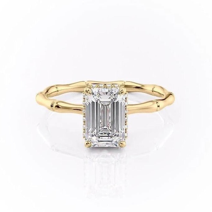 2.10 CT Emerald Cut Solitaire Hidden Halo Setting Moissanite Engagement Ring 11 2.10 CT Emerald Cut Solitaire Hidden Halo Setting Moissanite Engagement Ring 11