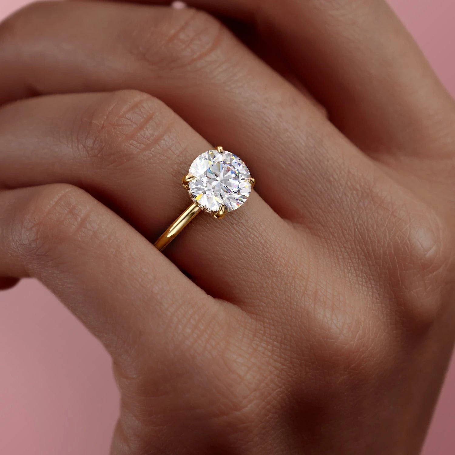 1.60 CT Round Cut Solitaire Hidden Halo Moissanite Engagement Ring 9 1.60 CT Round Cut Solitaire Hidden Halo Moissanite Engagement Ring 9