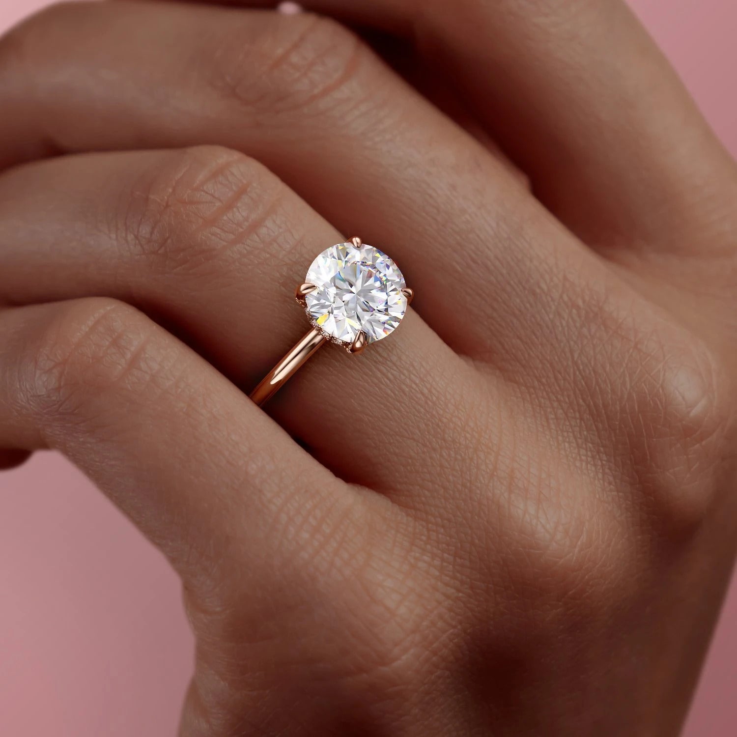 1.60 CT Round Cut Solitaire Hidden Halo Moissanite Engagement Ring 8 1.60 CT Round Cut Solitaire Hidden Halo Moissanite Engagement Ring 8