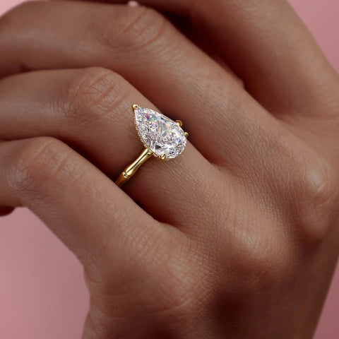 2.0 CT Pear Cut Solitaire Hidden Halo Setting Moissanite Engagement Ring 7 2.0 CT Pear Cut Solitaire Hidden Halo Setting Moissanite Engagement Ring 7