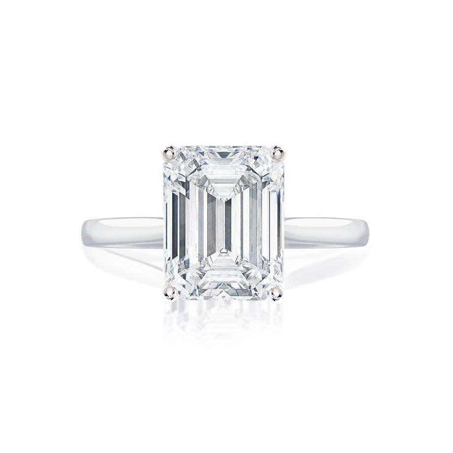 1.75 CT Emerald Shaped Moissanite Solitaire Engagement Ring 1 1.75 CT Emerald Shaped Moissanite Solitaire Engagement Ring 1