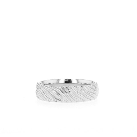 Yellow Gold Men's Wedding Band with wave like texture 6 Yellow Gold Men's Wedding Band with wave like texture 6