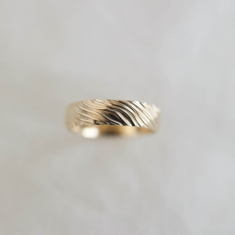 Yellow Gold Men's Wedding Band with wave like texture 2 Yellow Gold Men's Wedding Band with wave like texture 2