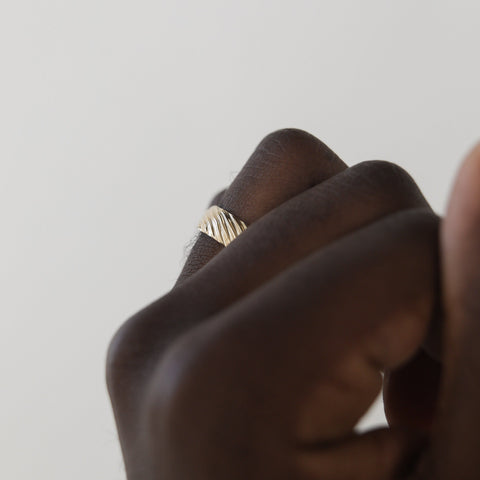 Yellow Gold Men's Wedding Band with wave like texture 7 Yellow Gold Men's Wedding Band with wave like texture 7