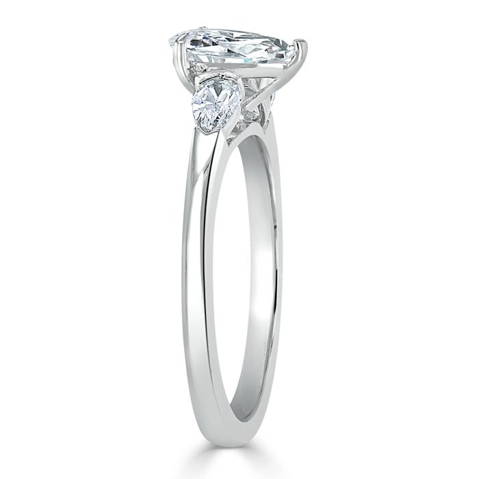 1.0 CT Pear Cut Moissanite Three Stone Engagement Ring 3 1.0 CT Pear Cut Moissanite Three Stone Engagement Ring 3
