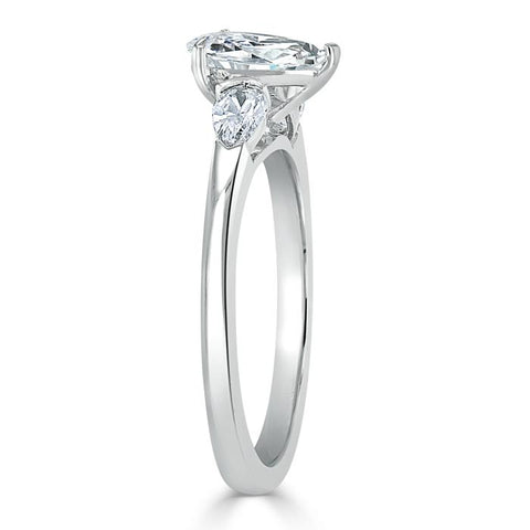 1.0 CT Pear Cut Moissanite Three Stone Engagement Ring 3 1.0 CT Pear Cut Moissanite Three Stone Engagement Ring 3