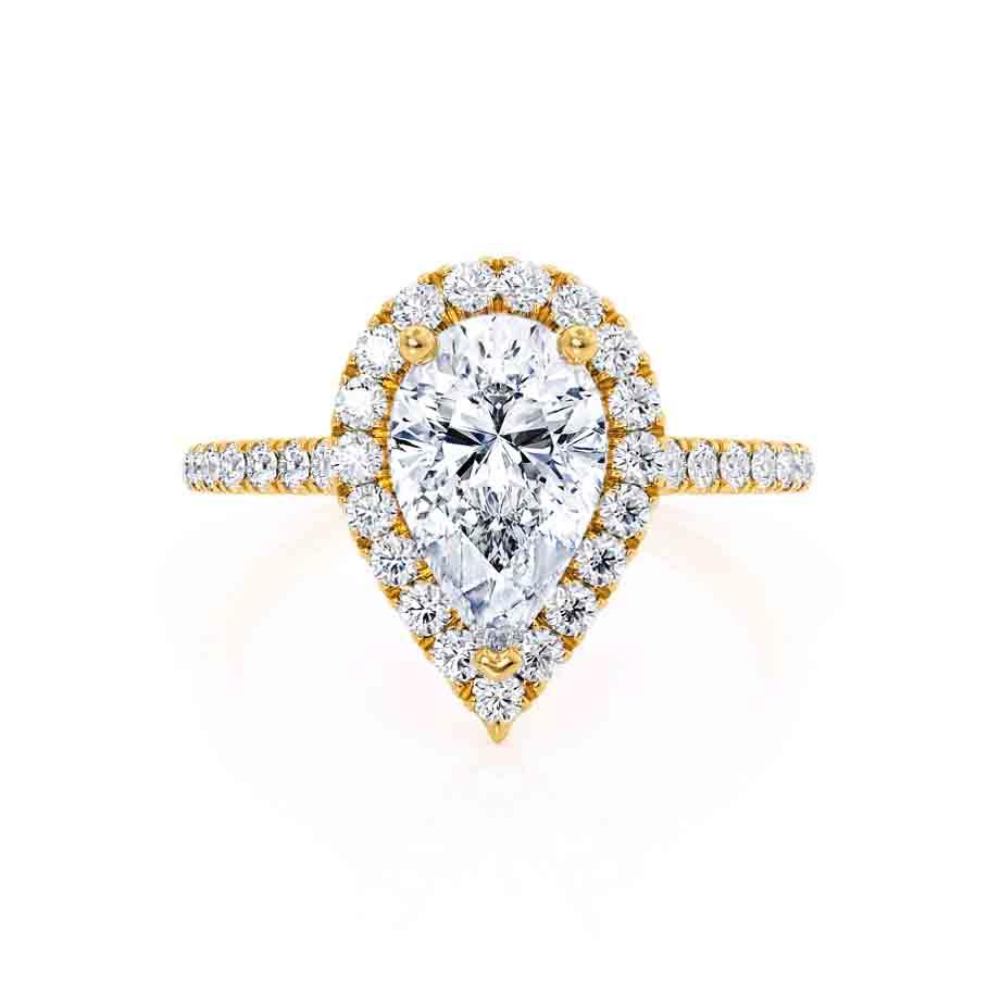 0.94 CT Pear Shaped Moissanite Halo Style Engagement Ring 3 0.94 CT Pear Shaped Moissanite Halo Style Engagement Ring 3