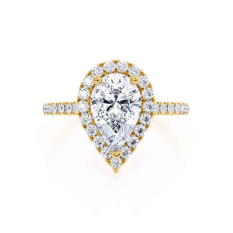 0.94 CT Pear Shaped Moissanite Halo Style Engagement Ring 3 0.94 CT Pear Shaped Moissanite Halo Style Engagement Ring 3