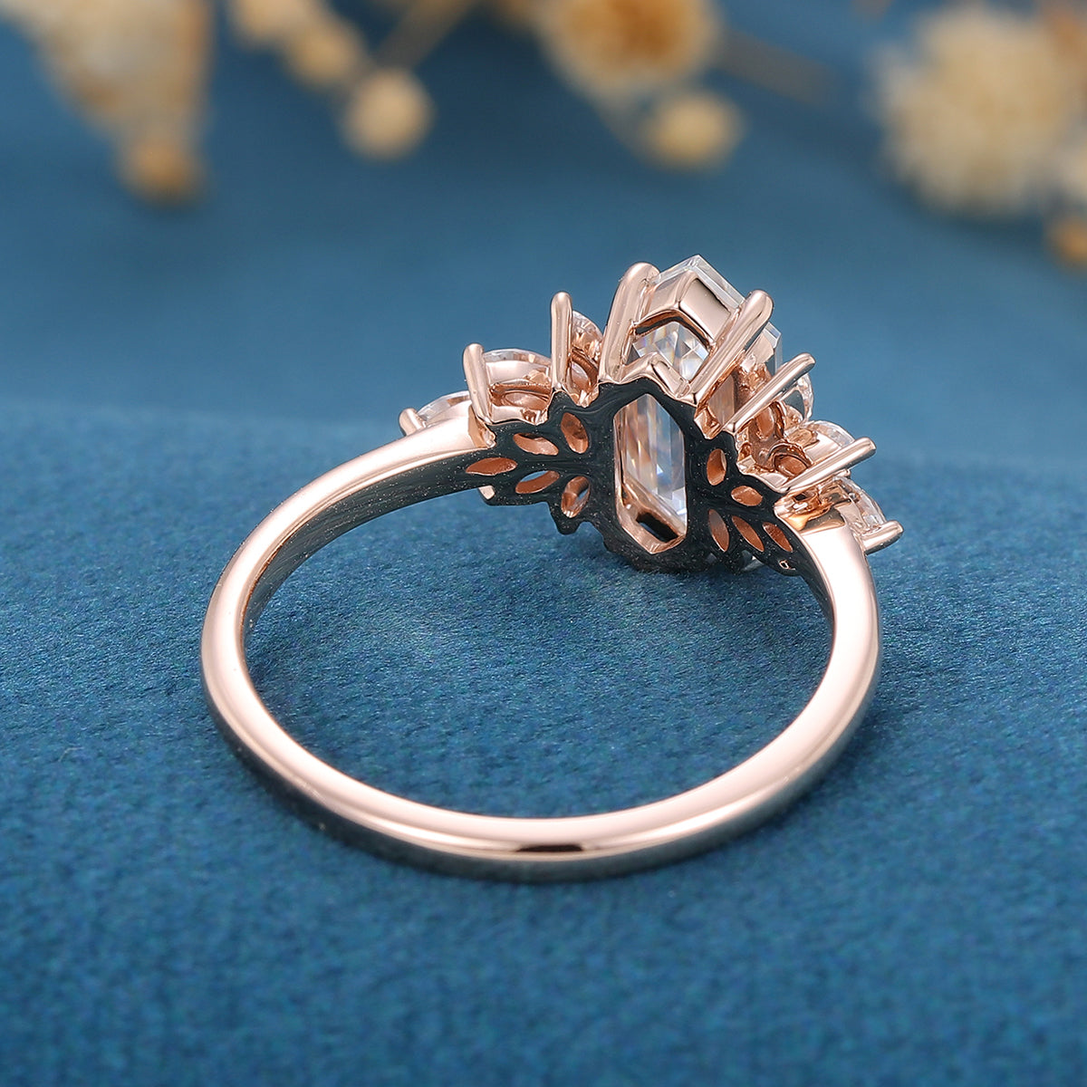 Hexagon Cluster Lab Grown Diamond Engagement Ring