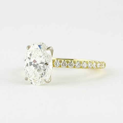1.33 CT Oval Solitaire & Pave Setting Moissanite Engagement Ring 2 1.33 CT Oval Solitaire & Pave Setting Moissanite Engagement Ring 2