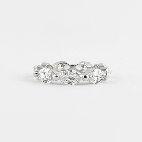 2.1 CT Marquise Bubble Prong Setting Moissanite Wedding Band 1 2.1 CT Marquise Bubble Prong Setting Moissanite Wedding Band 1