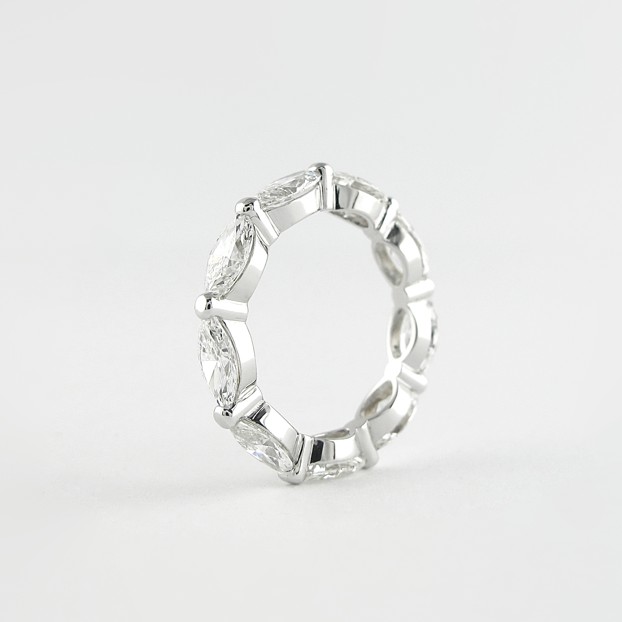 2.1 CT Marquise Bubble Prong Setting Moissanite Wedding Band 2 2.1 CT Marquise Bubble Prong Setting Moissanite Wedding Band 2