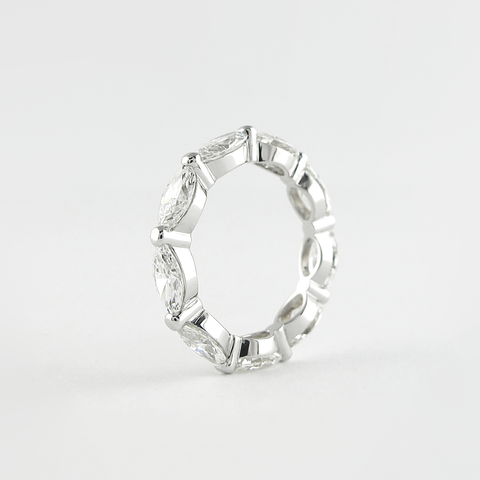 2.1 CT Marquise Bubble Prong Setting Moissanite Wedding Band 2 2.1 CT Marquise Bubble Prong Setting Moissanite Wedding Band 2