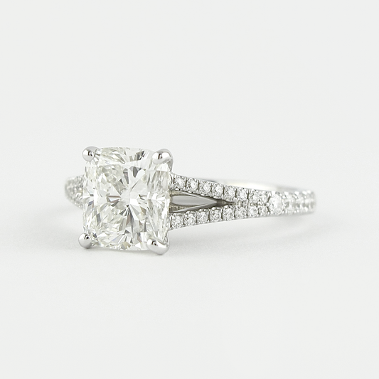 1.20 CT Cushion Shape Split Shank Moissanite Engagement Ring