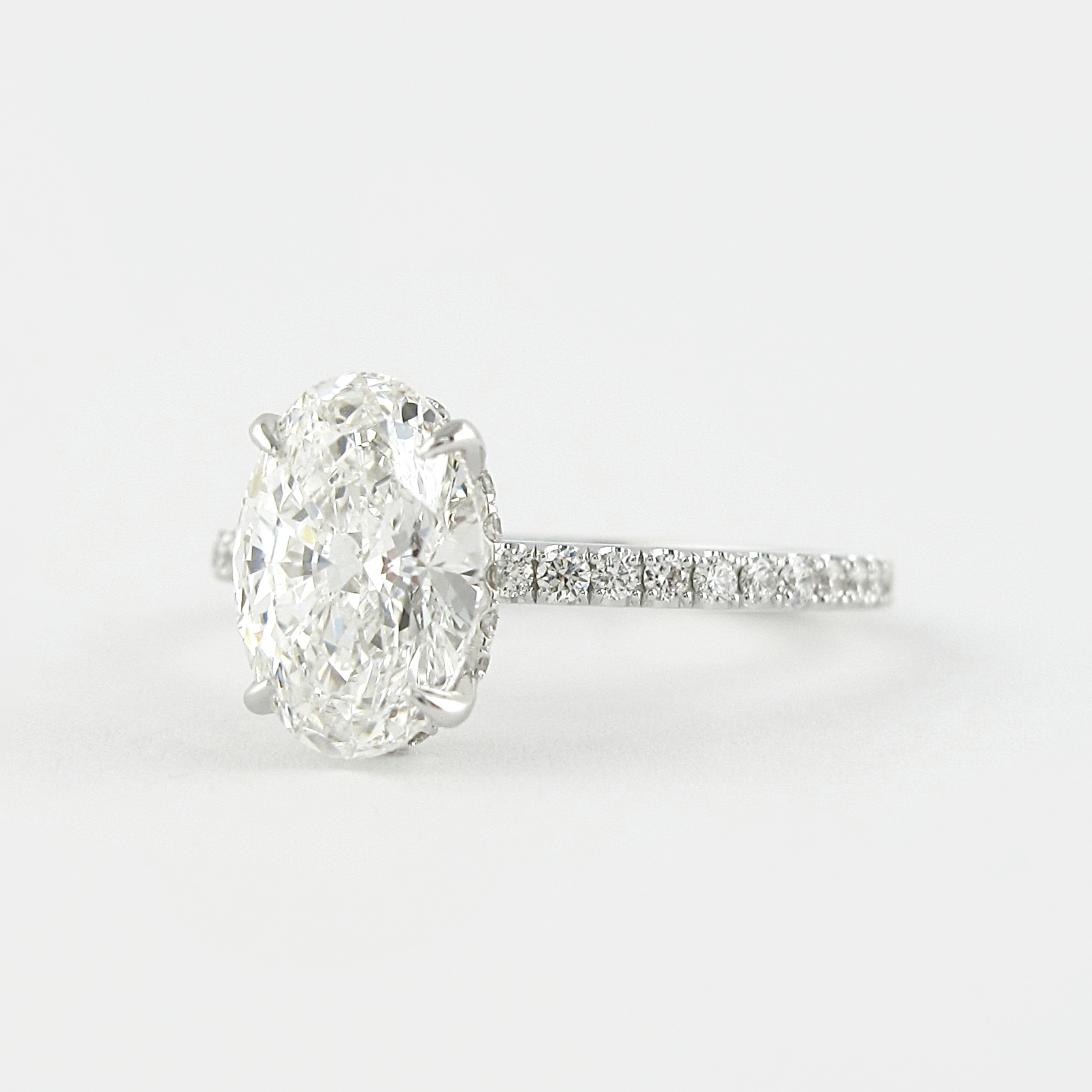 1.33 CT Oval Hidden Halo & Pave Setting Moissanite Engagement Ring 5 1.33 CT Oval Hidden Halo & Pave Setting Moissanite Engagement Ring 5