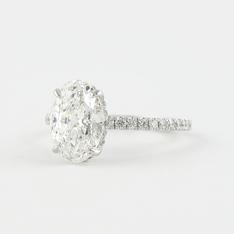 1.33 CT Oval Hidden Halo & Pave Setting Moissanite Engagement Ring 5 1.33 CT Oval Hidden Halo & Pave Setting Moissanite Engagement Ring 5