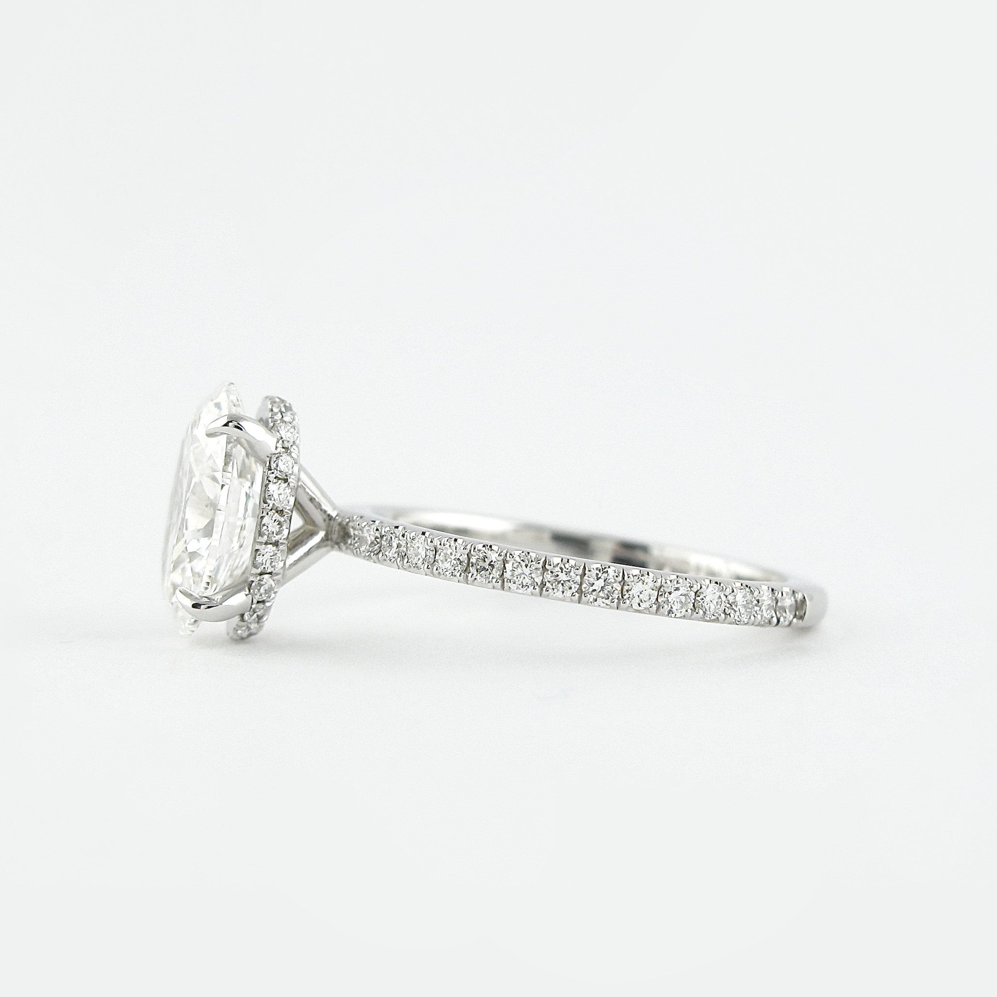 1.33 CT Oval Hidden Halo & Pave Setting Moissanite Engagement Ring 4 1.33 CT Oval Hidden Halo & Pave Setting Moissanite Engagement Ring 4