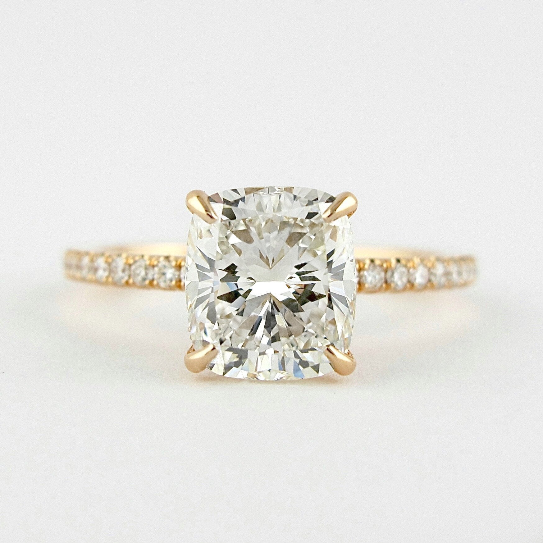 1.5 CT Cushion Hidden Halo & Pave Moissanite Engagement Ring 1 1.5 CT Cushion Hidden Halo & Pave Moissanite Engagement Ring 1