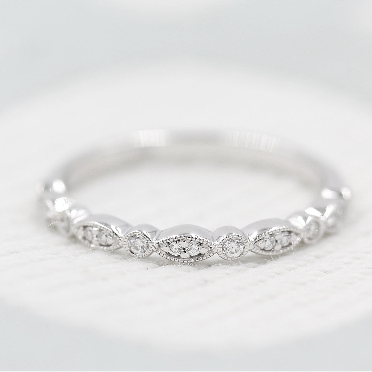 0.15 TCW Round Cut Milgrain Style Moissanite Wedding Band 3 0.15 TCW Round Cut Milgrain Style Moissanite Wedding Band 3