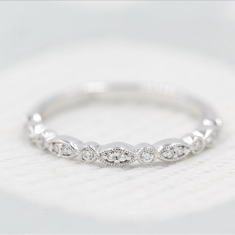 0.15 TCW Round Cut Milgrain Style Moissanite Wedding Band 3 0.15 TCW Round Cut Milgrain Style Moissanite Wedding Band 3