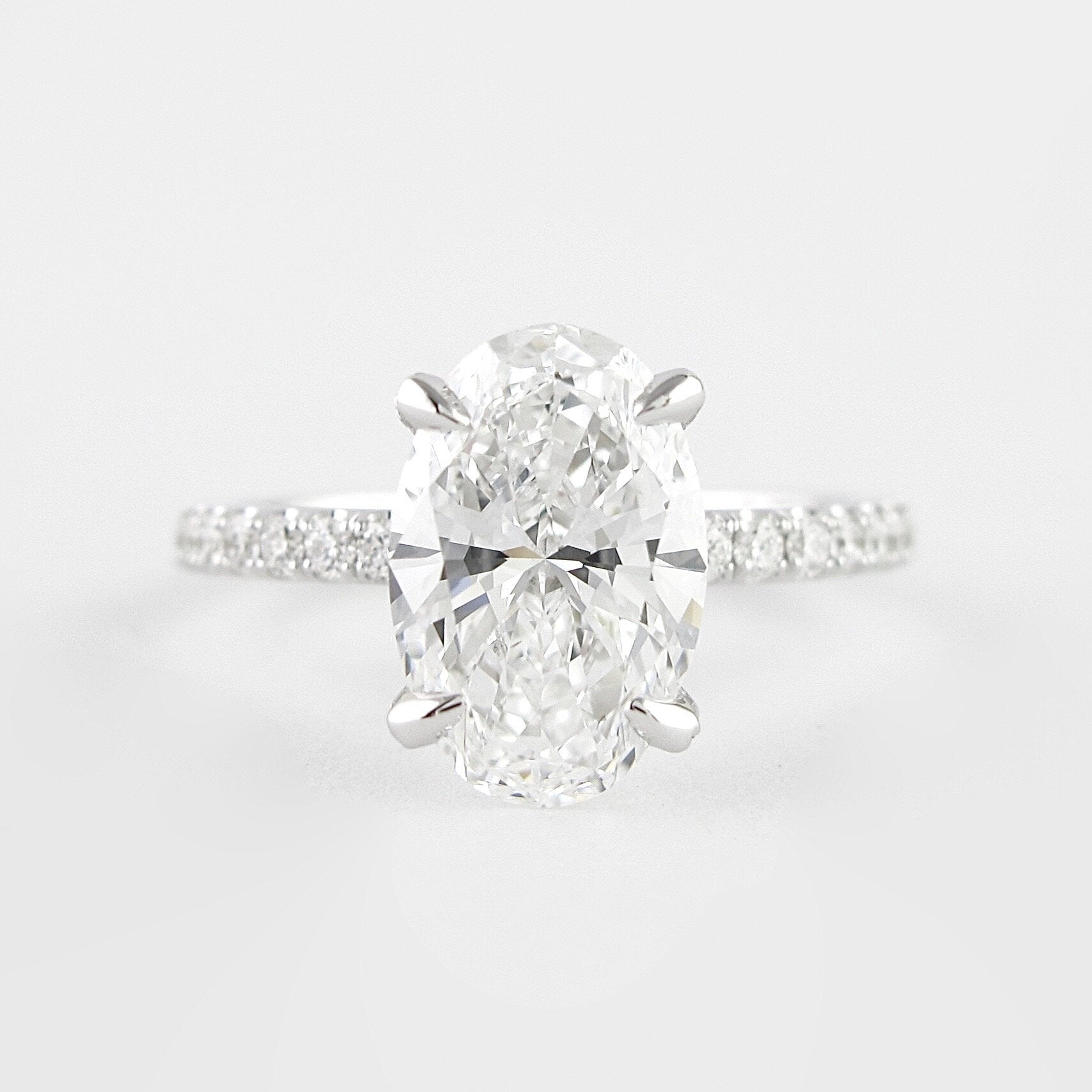 1.33 CT Oval Cut Pave Setting Moissanite Engagement Ring 1 1.33 CT Oval Cut Pave Setting Moissanite Engagement Ring 1