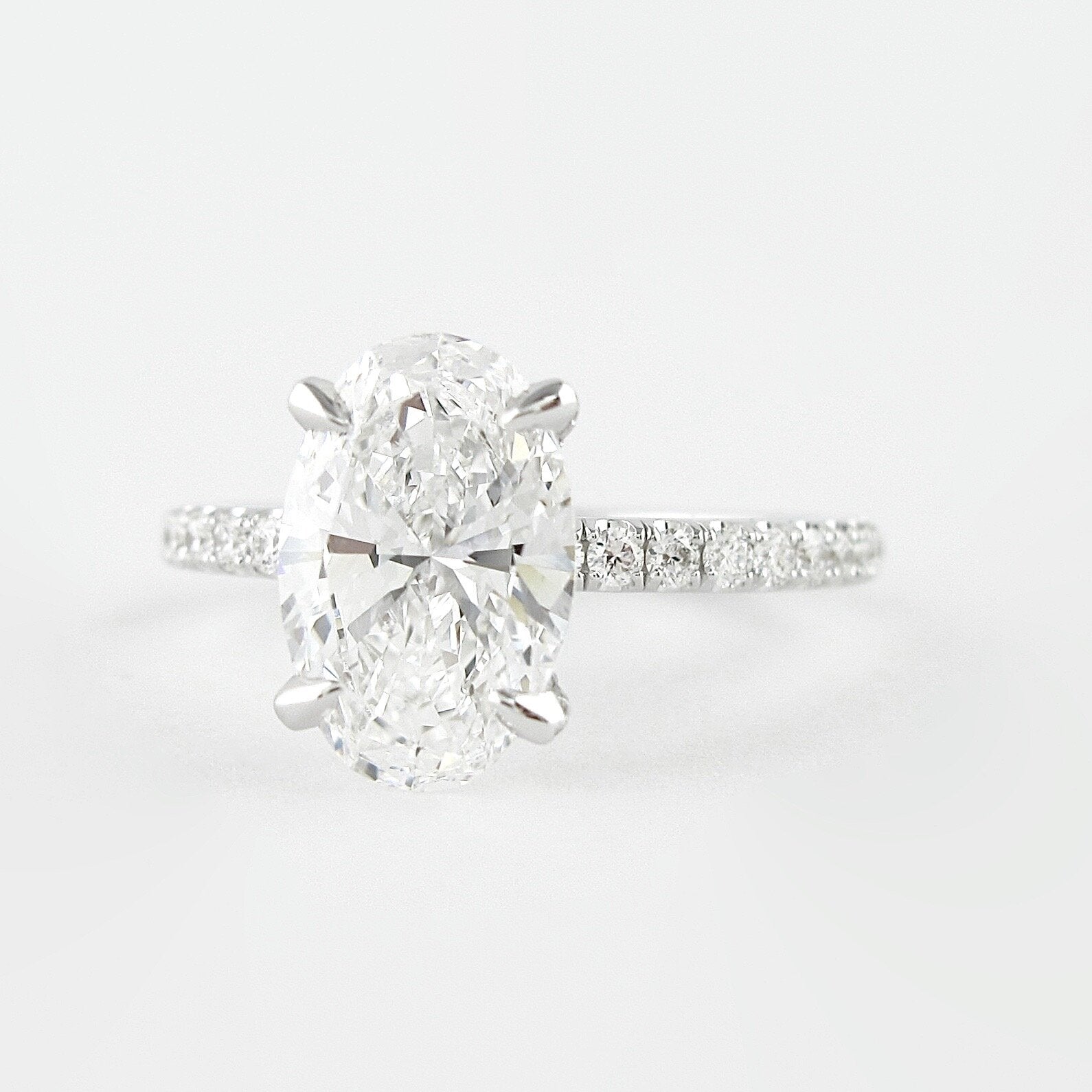 1.33 CT Oval Cut Pave Setting Moissanite Engagement Ring 5 1.33 CT Oval Cut Pave Setting Moissanite Engagement Ring 5