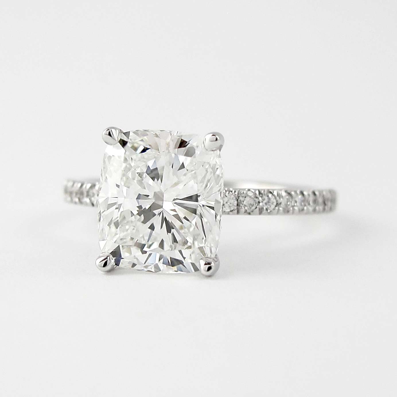1.5 CT Cushion Solitaire & Pave Moissanite Engagement Ring 5 1.5 CT Cushion Solitaire & Pave Moissanite Engagement Ring 5
