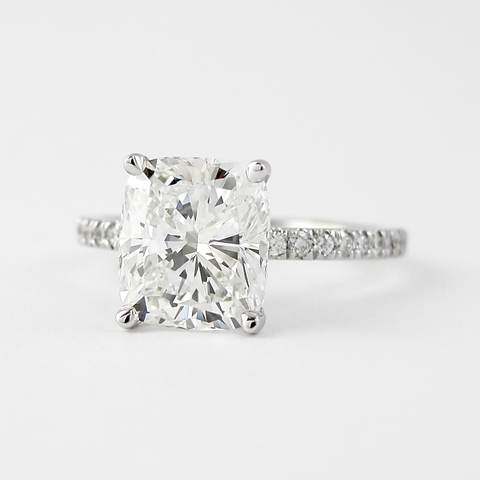 1.5 CT Cushion Solitaire & Pave Moissanite Engagement Ring 5 1.5 CT Cushion Solitaire & Pave Moissanite Engagement Ring 5