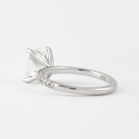 1.5 CT Cushion Solitaire & Pave Moissanite Engagement Ring 3 1.5 CT Cushion Solitaire & Pave Moissanite Engagement Ring 3