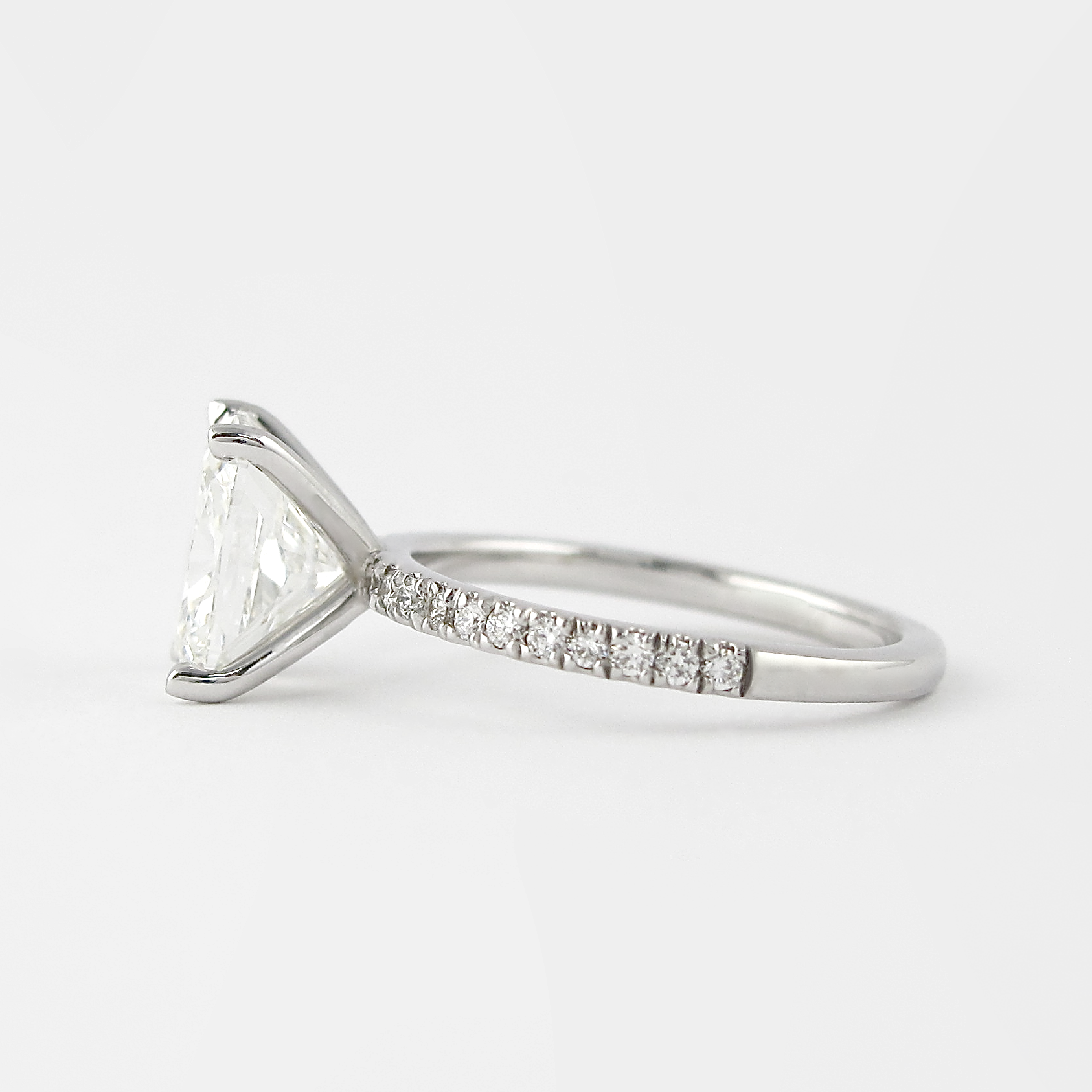 1.5 CT Cushion Solitaire & Pave Moissanite Engagement Ring 4 1.5 CT Cushion Solitaire & Pave Moissanite Engagement Ring 4