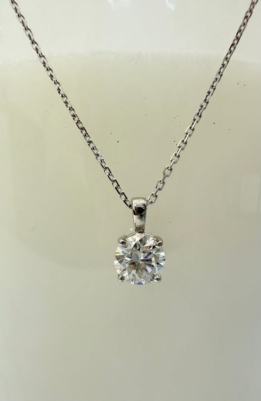 0.3 CT Round Cut Solitaire Moissanite Necklace
