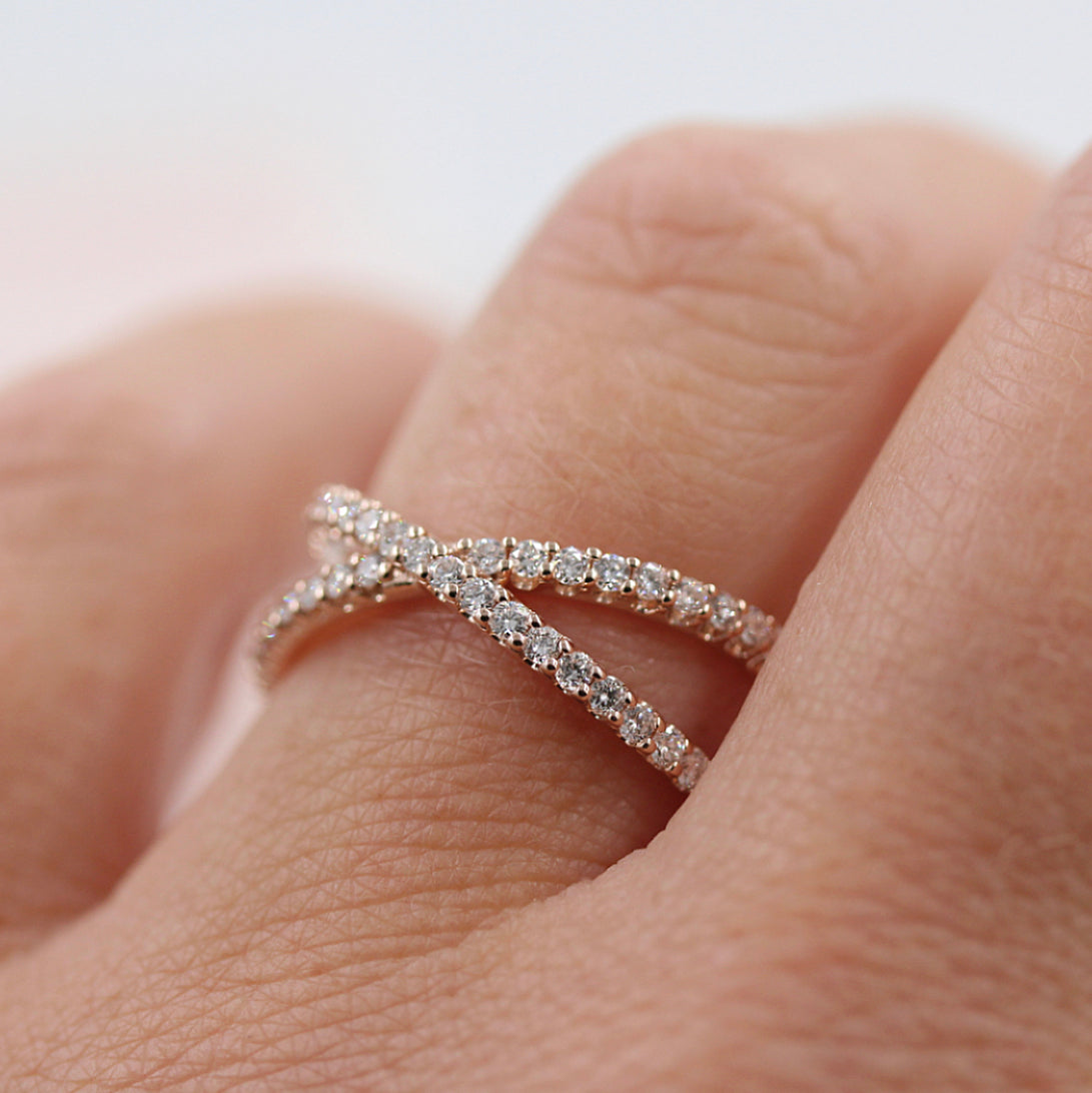 0.51 TCW Round Cut Criss Cross Moissanite Wedding Band 3 0.51 TCW Round Cut Criss Cross Moissanite Wedding Band 3