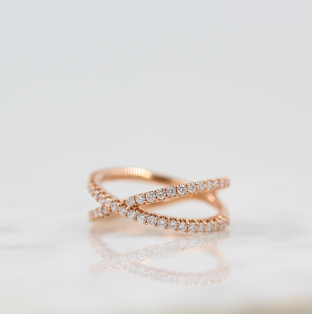 0.51 TCW Round Cut Criss Cross Moissanite Wedding Band 5 0.51 TCW Round Cut Criss Cross Moissanite Wedding Band 5