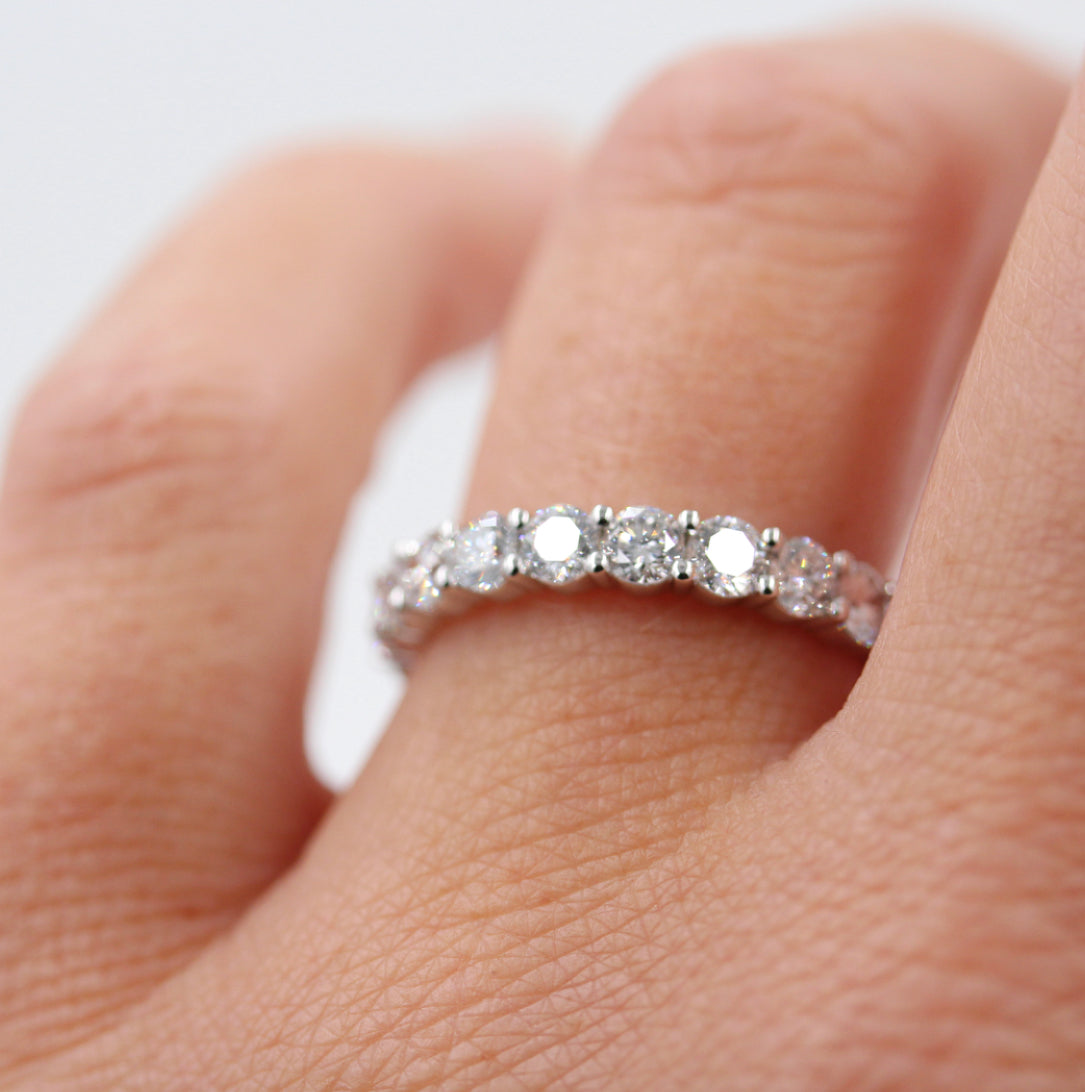 1.0 TCW Round Cut Half Eternity Moissanite Wedding Band 2 1.0 TCW Round Cut Half Eternity Moissanite Wedding Band 2