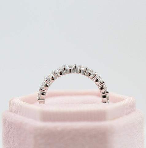 1.0 TCW Round Cut Half Eternity Moissanite Wedding Band 4 1.0 TCW Round Cut Half Eternity Moissanite Wedding Band 4