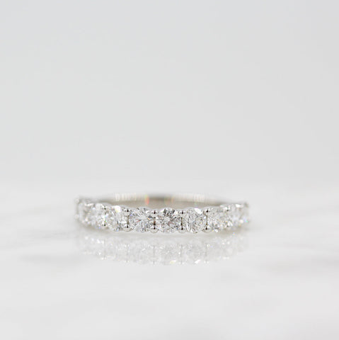 1.0 TCW Round Cut Half Eternity Moissanite Wedding Band 3 1.0 TCW Round Cut Half Eternity Moissanite Wedding Band 3