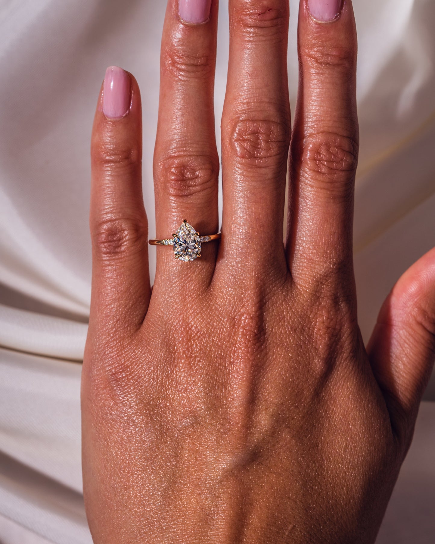 1.93 CT Pear Cut Lab Grown Diamond Engagement Ring With Hidden Halo Setting