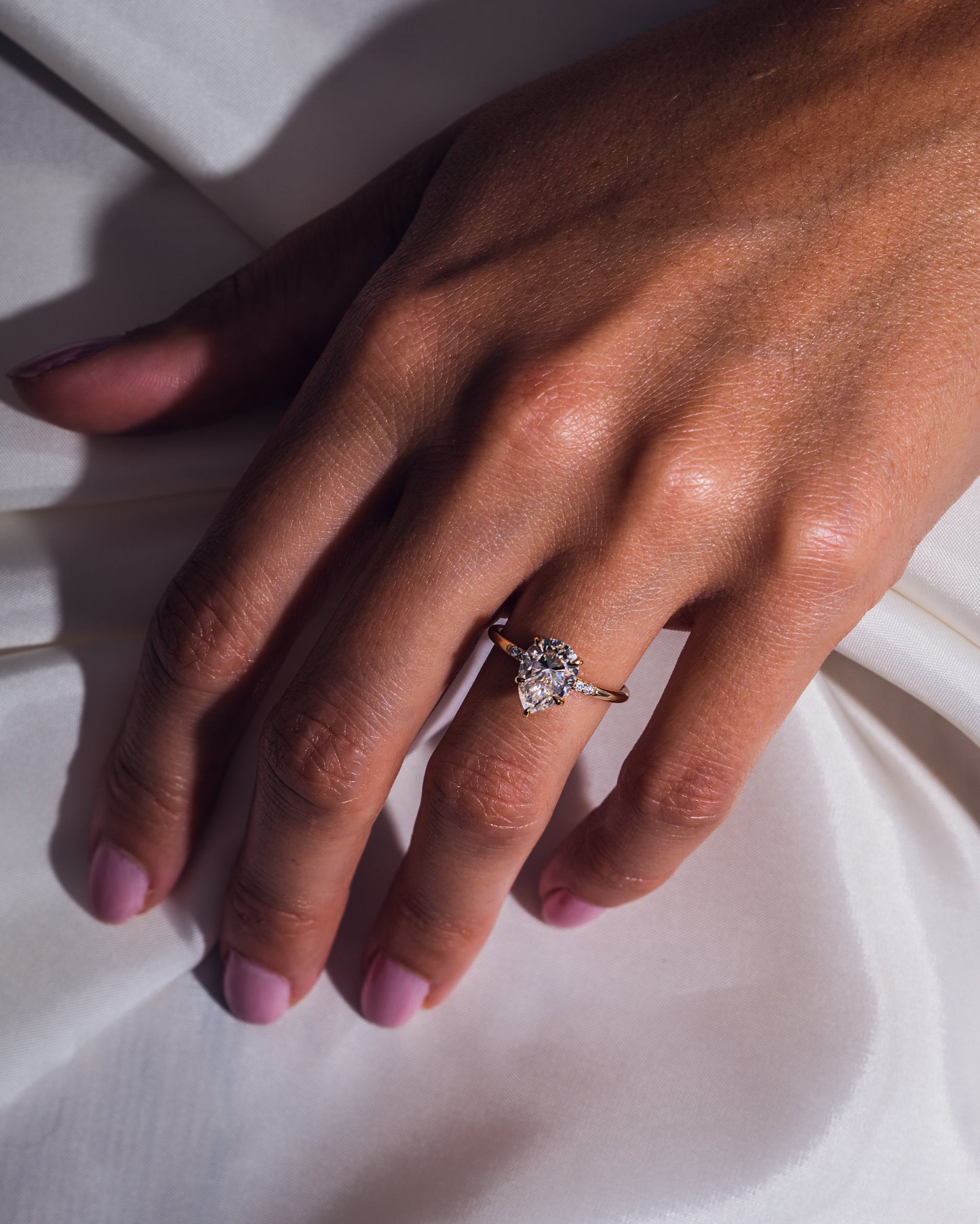 1.93 CT Pear Cut Lab Grown Diamond Engagement Ring With Hidden Halo Setting