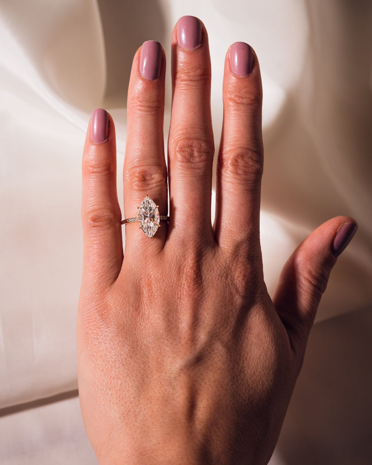 2.48 CT Marquise Cut Lab Grown Diamond Engagement Ring With Hidden Halo Setting