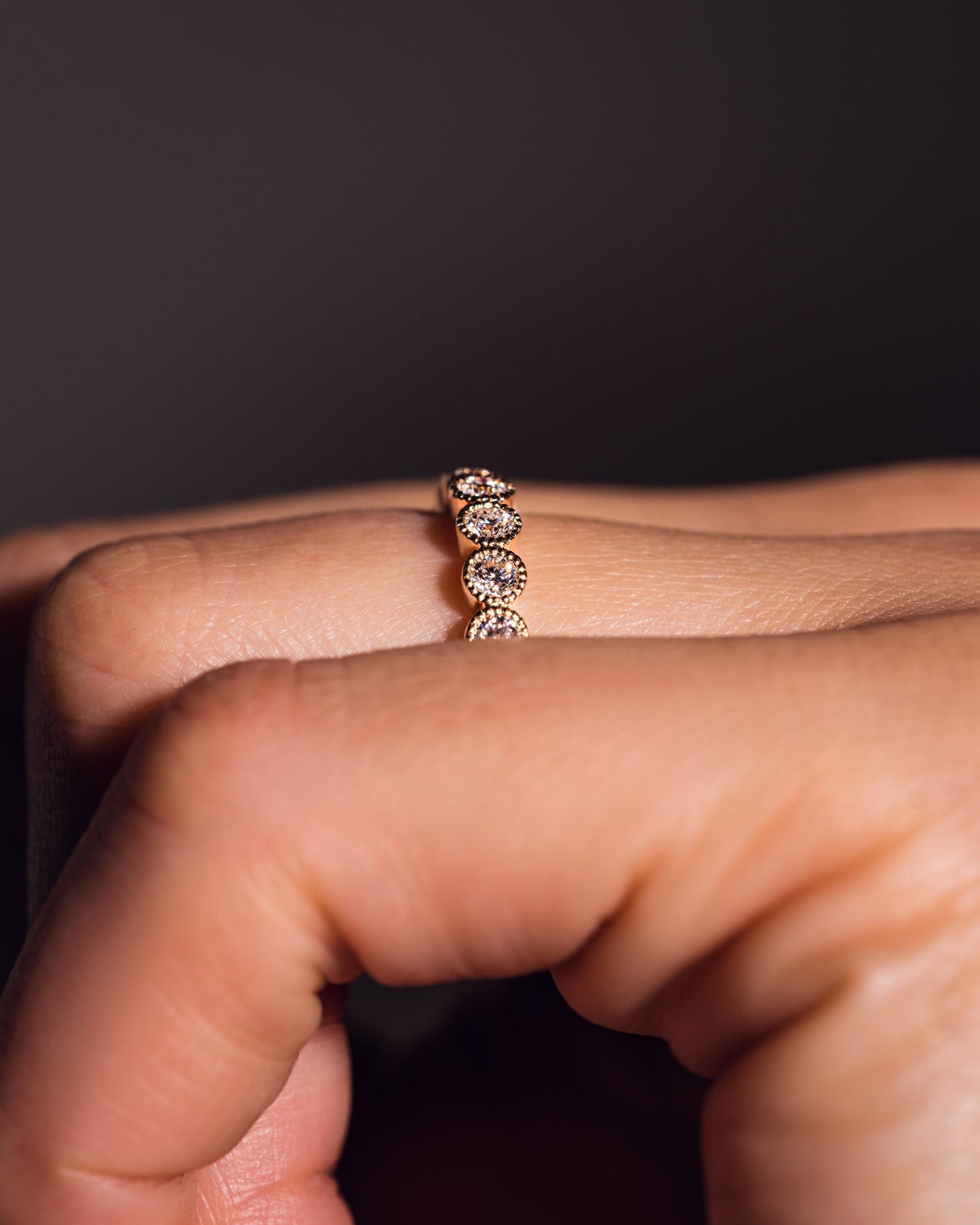 0.7 TCW Round Milgrain Lab Grown Diamond Wedding Band