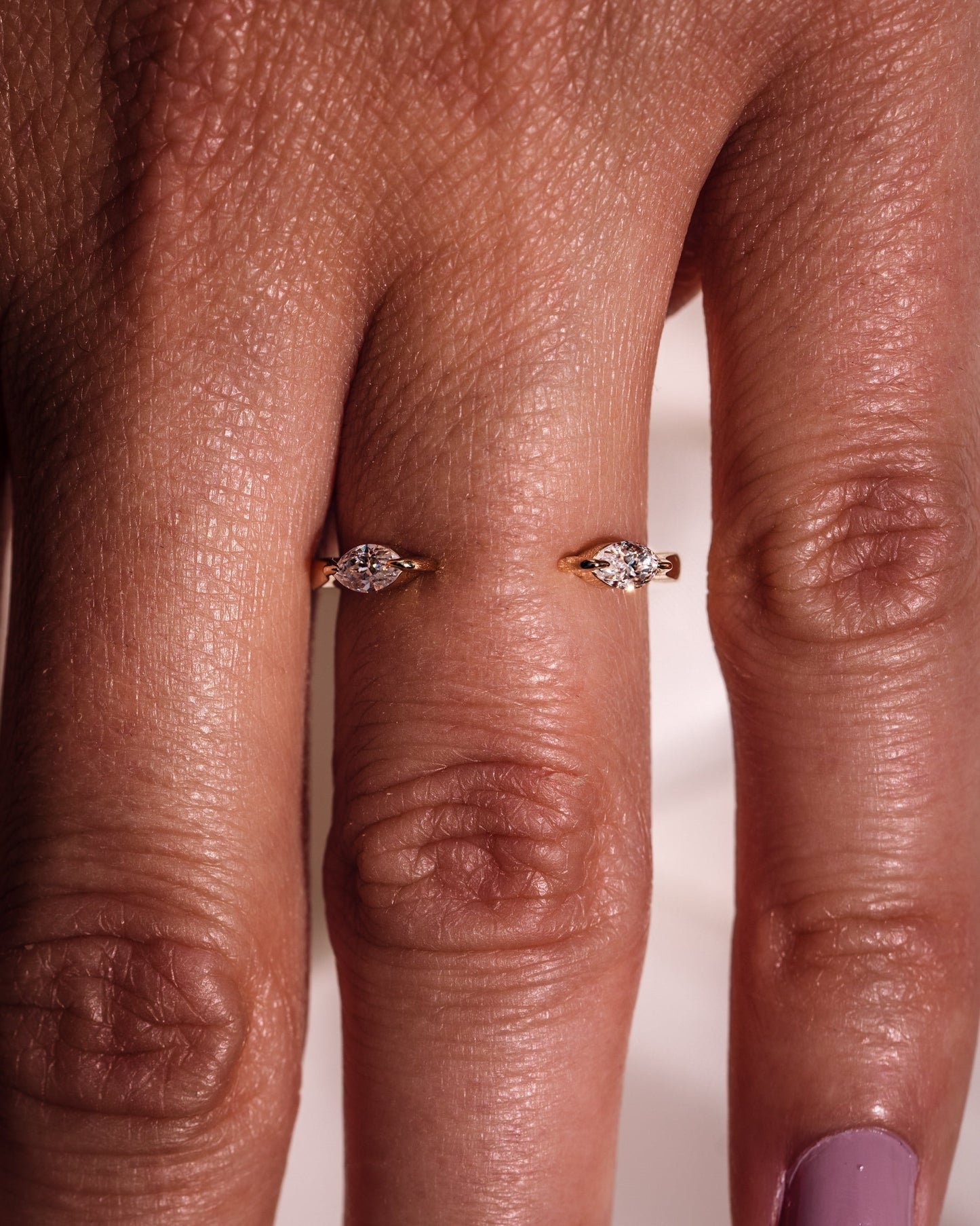 0.34 CT Marquise Shaped Lab Grown Diamond open Wedding Band