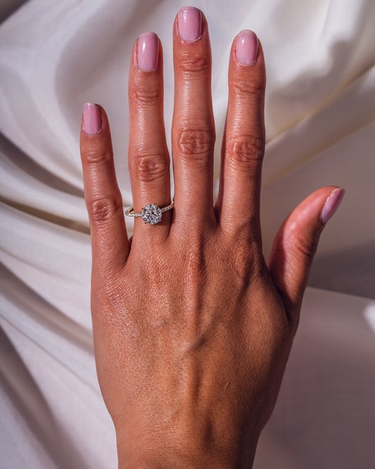 2.26 CT Round Cut Lab Grown Diamond Engagement Ring With Hidden Halo Setting