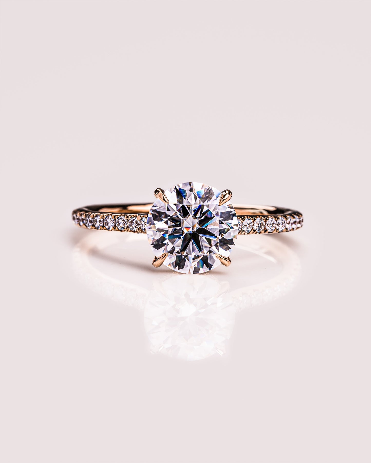 2.26 CT Round Cut Lab Grown Diamond Engagement Ring With Hidden Halo Setting