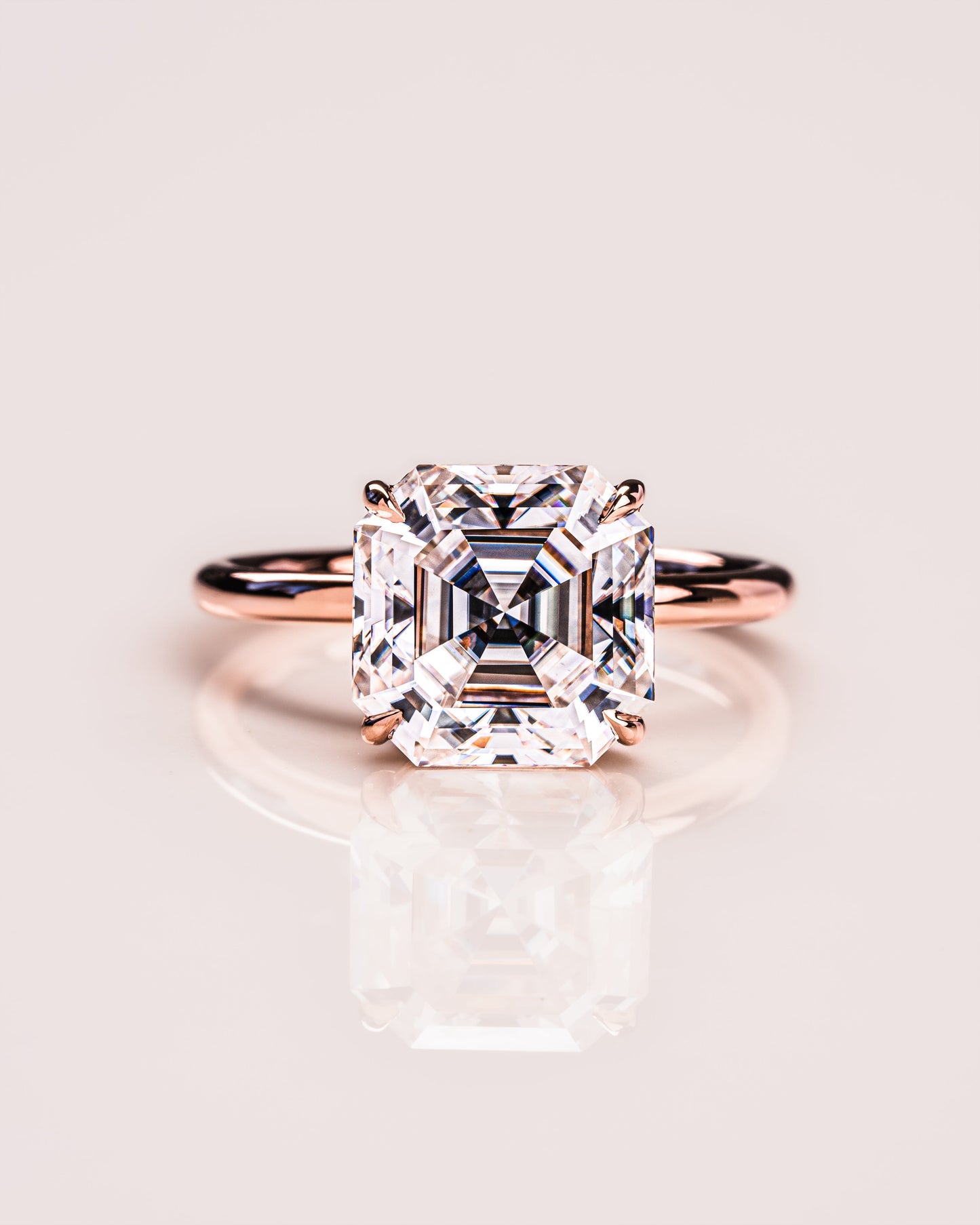 3.2 CT Asscher Solitaire Lab Grown Diamond Engagement Ring