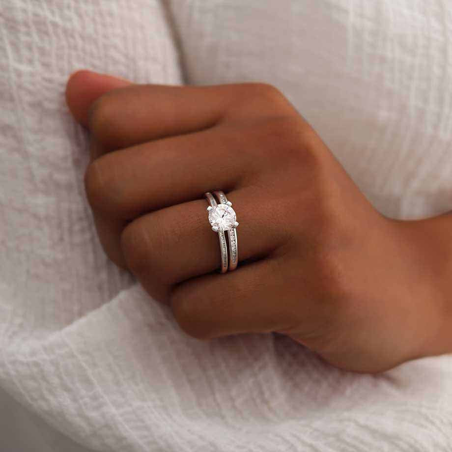 1.0 CT Round Shaped Moissanite Solitaire Style Engagement Ring 1 1.0 CT Round Shaped Moissanite Solitaire Style Engagement Ring 1