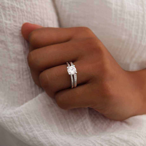 1.0 CT Round Shaped Moissanite Solitaire Style Engagement Ring 1 1.0 CT Round Shaped Moissanite Solitaire Style Engagement Ring 1