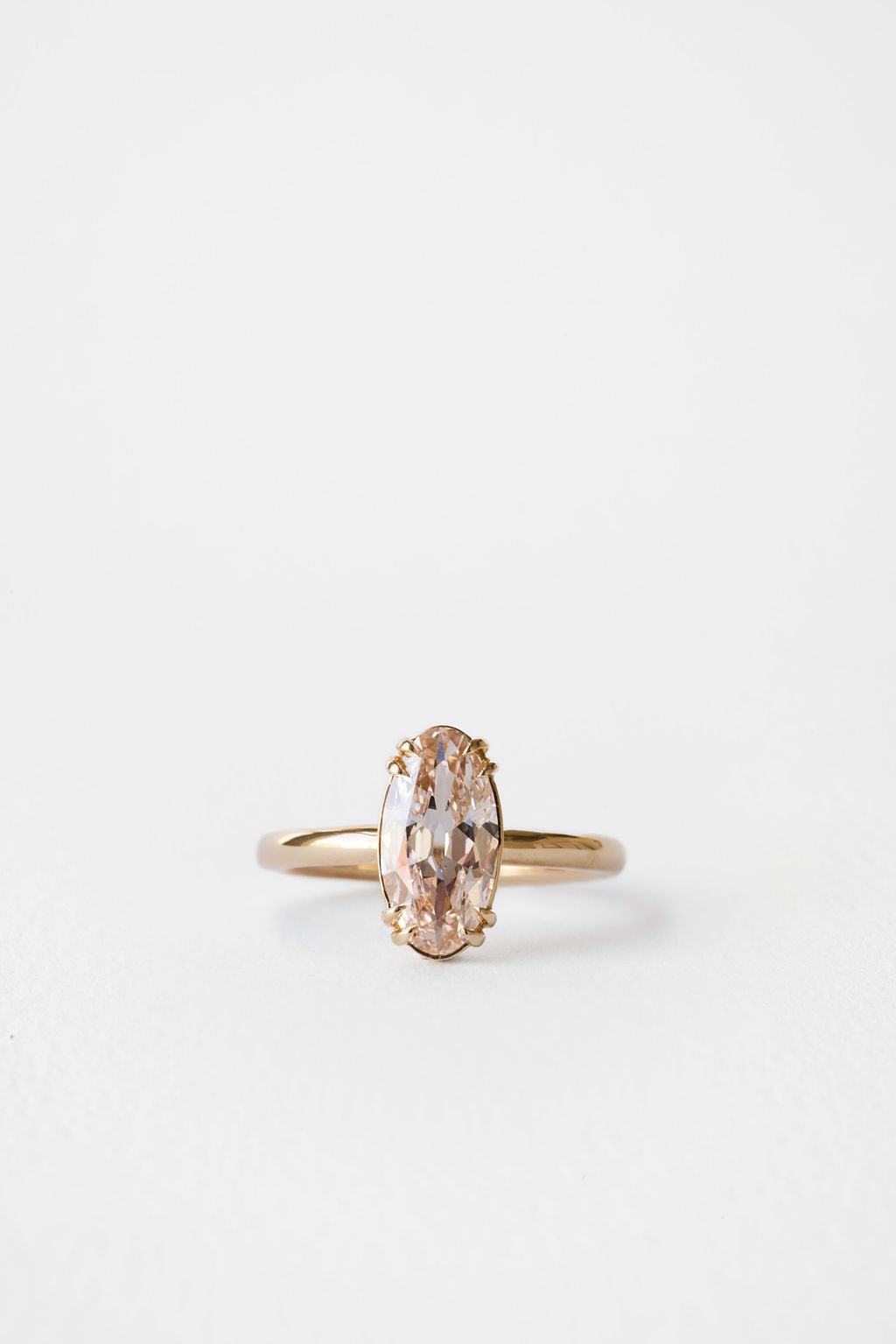 1.65 CT Champagne Moval Solitaire Lab Grown Diamond Engagement Ring